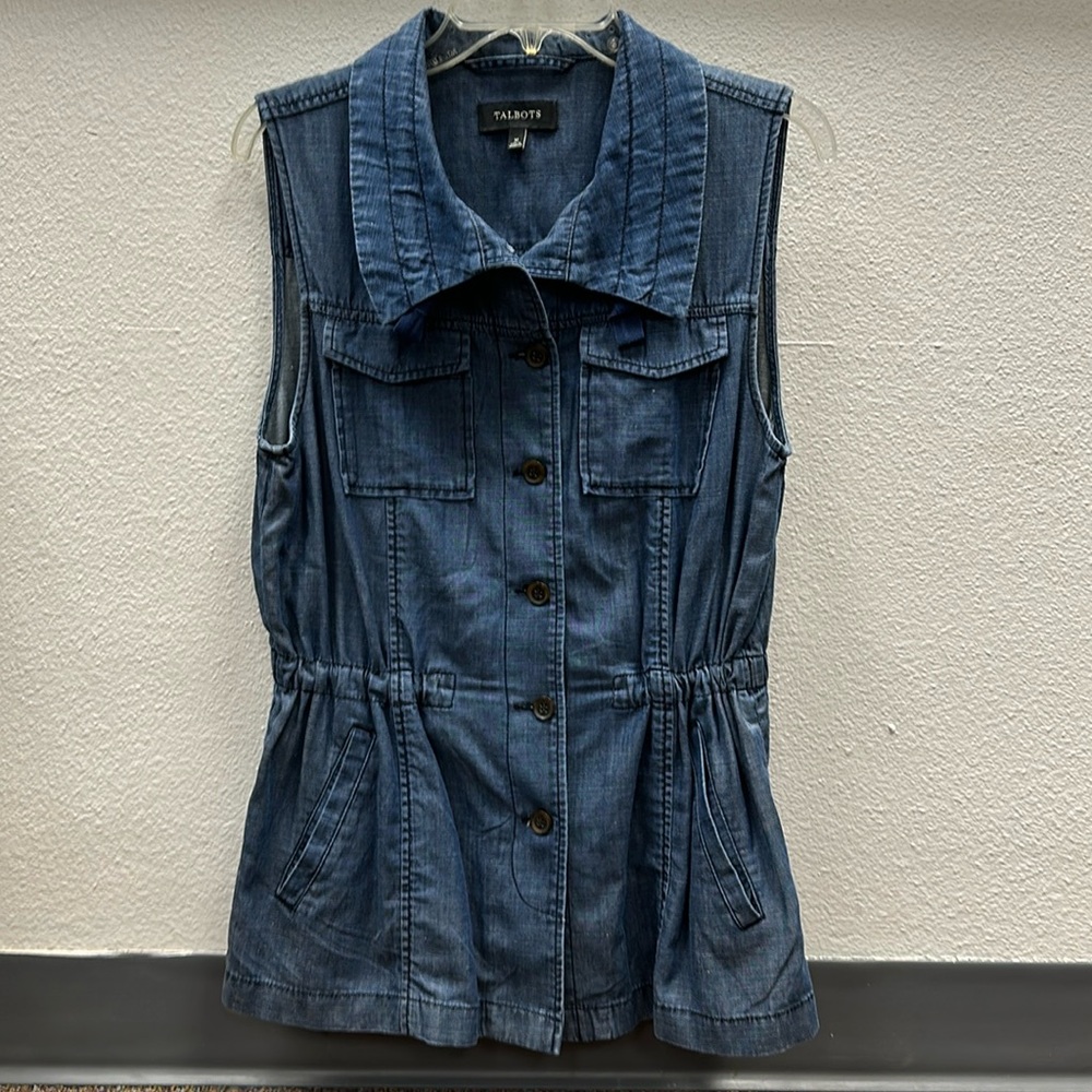 Talbots cinch waist denim vest